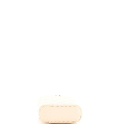 Vertical Classic Vanity Case with Chain Quilted Caviar Small