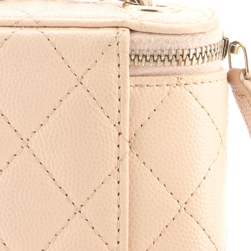 Vertical Classic Vanity Case with Chain Quilted Caviar Small