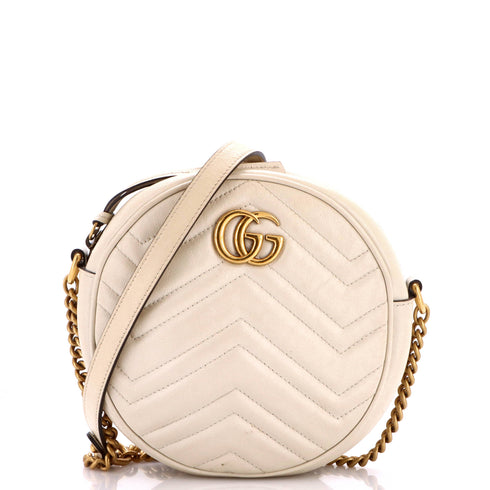 GG Marmont Round Shoulder Bag Matelasse Leather Mini