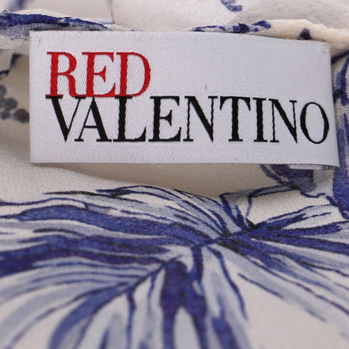 Women's RED Valentino Monkey Print Mini Ruffle Trim Dress in Cream Silk