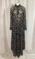 Women's Jil Sander Floral Print Maxi Shirt Dress in Black Polyamide