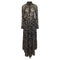 Women's Jil Sander Floral Print Maxi Shirt Dress in Black Polyamide