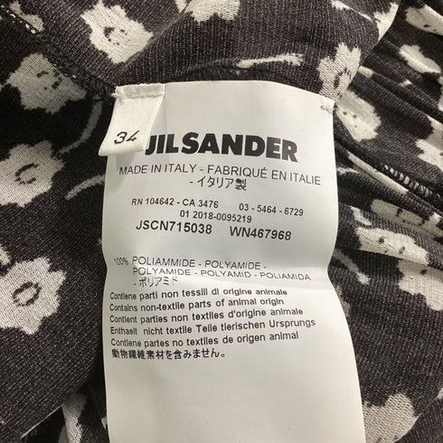 Women's Jil Sander Floral Print Maxi Shirt Dress in Black Polyamide