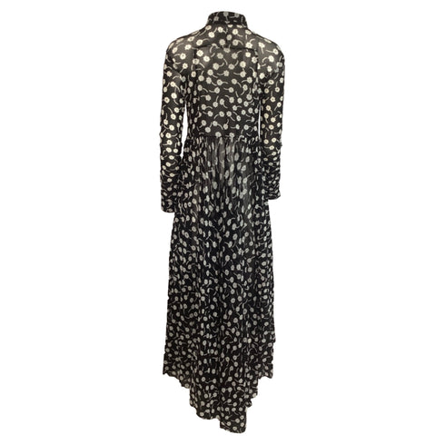Women's Jil Sander Floral Print Maxi Shirt Dress in Black Polyamide