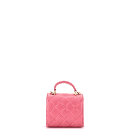 Square Classic Flap Top Handle Clutch with Chain Quilted Lambskin