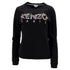 Women's Kenzo Logo-Embroidered Crewneck Sweater in Black Cotton