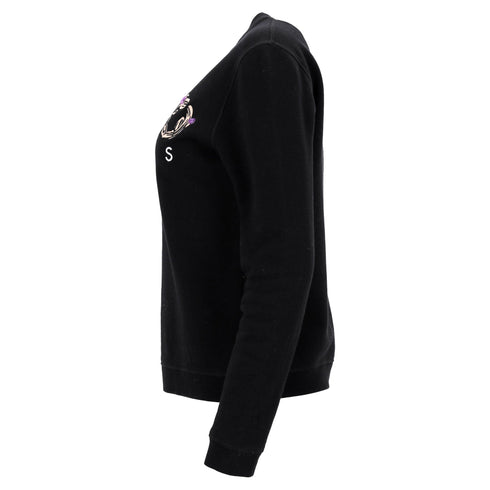Women's Kenzo Logo-Embroidered Crewneck Sweater in Black Cotton