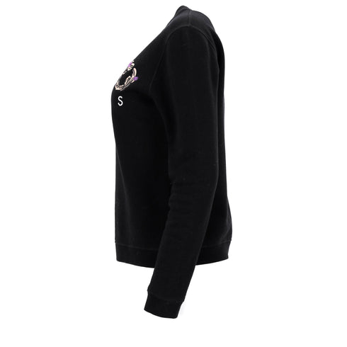 Women's Kenzo Logo-Embroidered Crewneck Sweater in Black Cotton