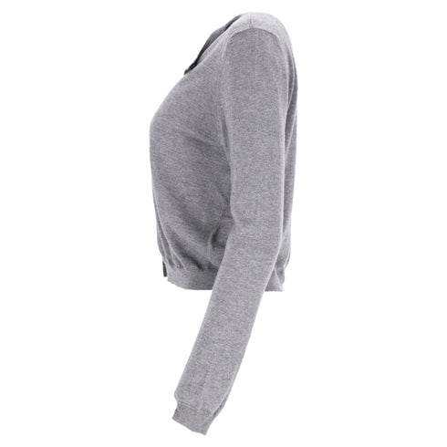 Women's RED Valentino Bow-Embellished Cardigan in Grey Wool