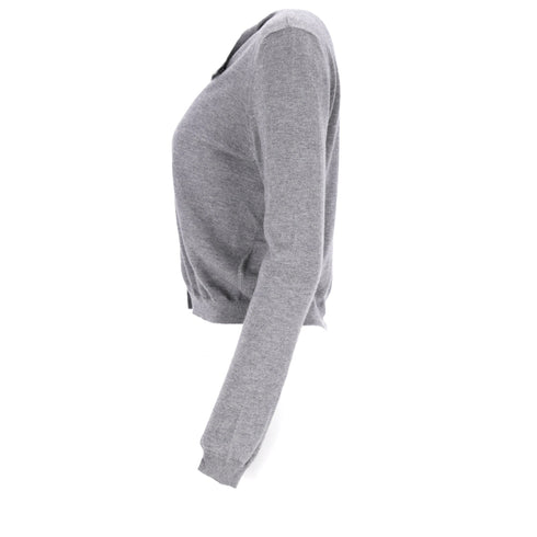 Women's RED Valentino Bow-Embellished Cardigan in Grey Wool
