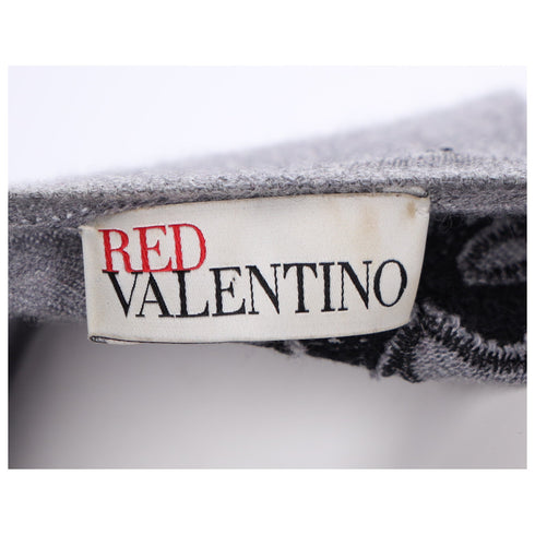Women's RED Valentino Bow-Embellished Cardigan in Grey Wool