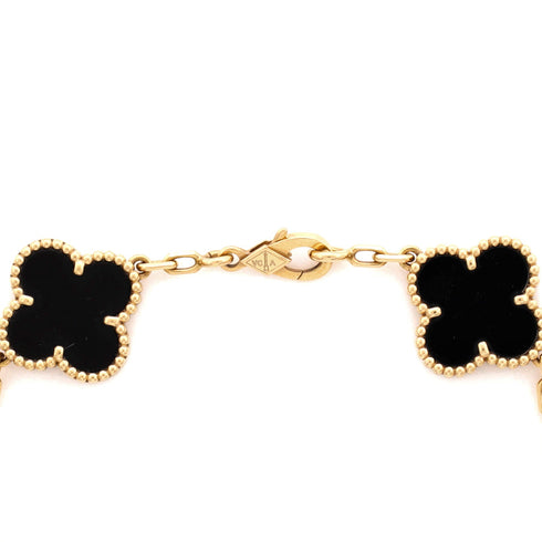 Vintage Alhambra 5 Motifs Bracelet 18K Yellow Gold and Onyx