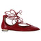 Women's Aquazzura Christhy Lace-Up Ballet Flats in Red Leather