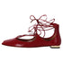 Women's Aquazzura Christhy Lace-Up Ballet Flats in Red Leather