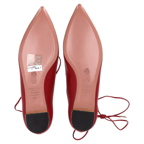 Women's Aquazzura Christhy Lace-Up Ballet Flats in Red Leather