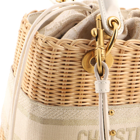 Lady Dior Bag Wicker and Oblique Canvas Medium