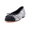 Women's CC Cap Toe Bow Ballerina Flats Sequins with Grosgrain