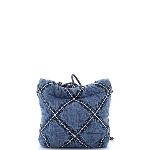 22 Chain Hobo Quilted Stitched Denim Mini