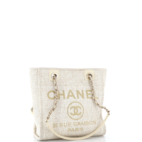 North South Deauville Tote Raffia with Glitter Detail Small
