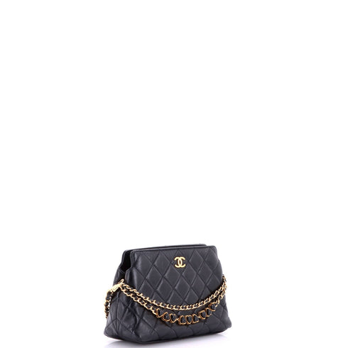 Enamel Hearts Shoulder Bag Quilted Crumpled Calfskin