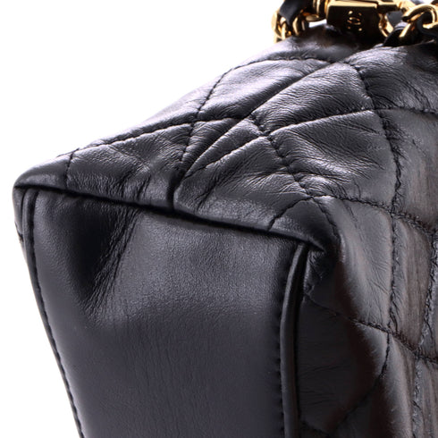 Enamel Hearts Shoulder Bag Quilted Crumpled Calfskin