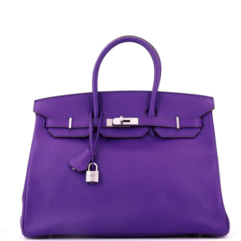 Birkin Handbag Crocus Epsom with Palladium Hardware 35