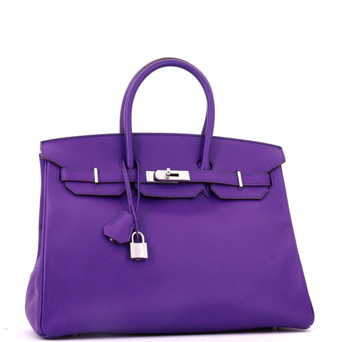 Birkin Handbag Crocus Epsom with Palladium Hardware 35