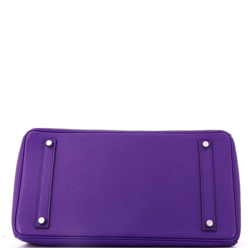 Birkin Handbag Crocus Epsom with Palladium Hardware 35