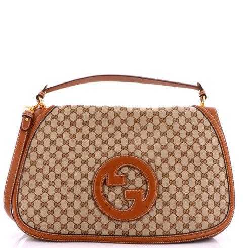 Blondie NM Top Handle Bag GG Coated Canvas with Leather Maxi