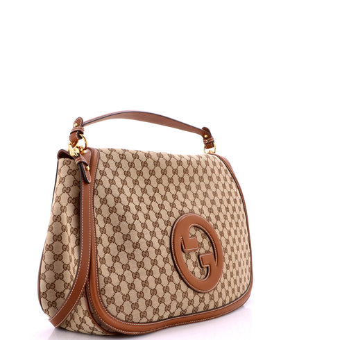 Blondie NM Top Handle Bag GG Coated Canvas with Leather Maxi