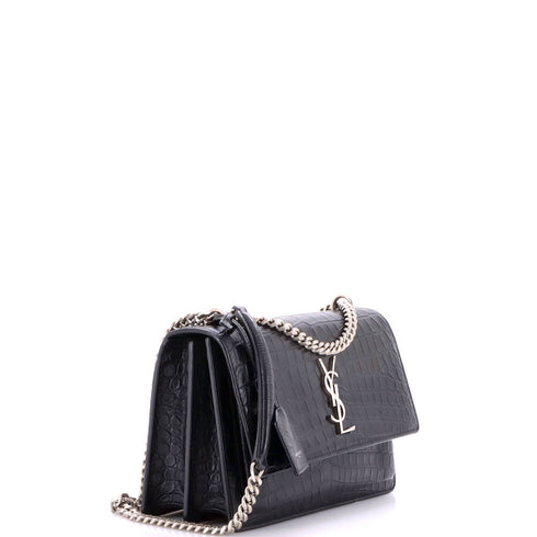 Sunset Crossbody Bag Crocodile Embossed Leather Medium