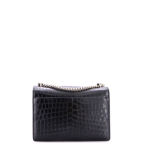Sunset Crossbody Bag Crocodile Embossed Leather Medium