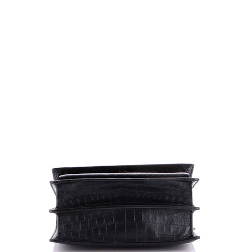 Sunset Crossbody Bag Crocodile Embossed Leather Medium