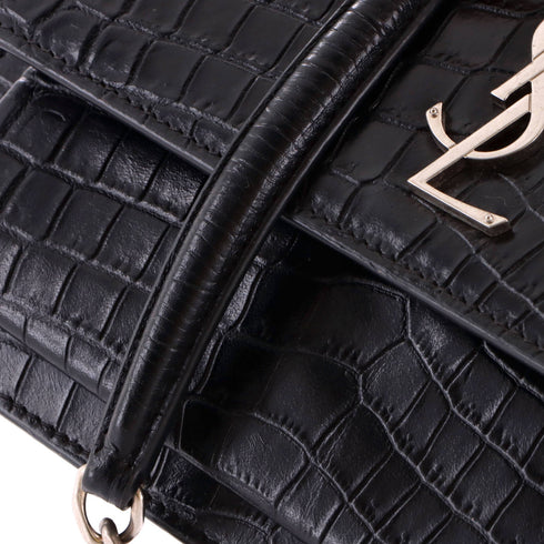 Sunset Crossbody Bag Crocodile Embossed Leather Medium