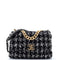 19 Flap Bag Quilted Houndstooth Tweed and Ribbon Large