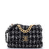 19 Flap Bag Quilted Houndstooth Tweed and Ribbon Large