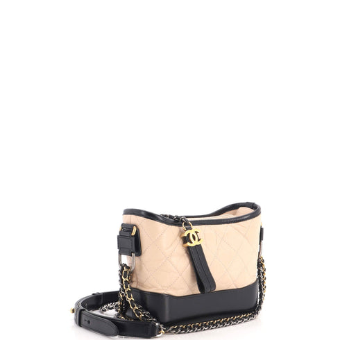Bicolor Gabrielle Hobo Quilted Aged Calfskin Small