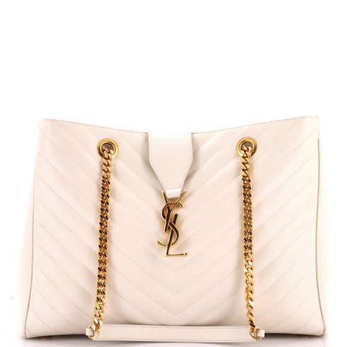 Classic Monogram Shopper Matelasse Chevron Leather Large