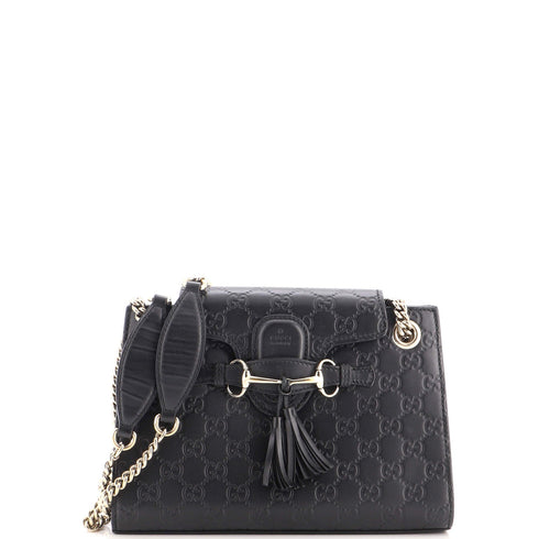 Emily Chain Flap Shoulder Bag Guccissima Leather Small