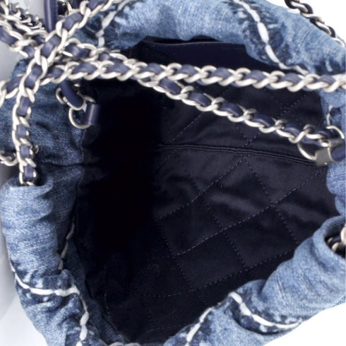 22 Chain Hobo Quilted Stitched Denim Mini