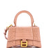 Hourglass Top Handle Bag Crocodile Embossed Leather XS