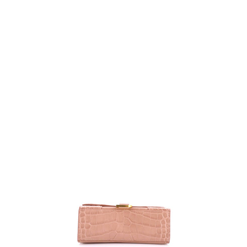Hourglass Top Handle Bag Crocodile Embossed Leather XS