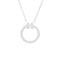 T Circle Pendant Necklace 18K White Gold with Diamonds and Center Baguette Diamond Small