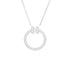 T Circle Pendant Necklace 18K White Gold with Diamonds and Center Baguette Diamond Small