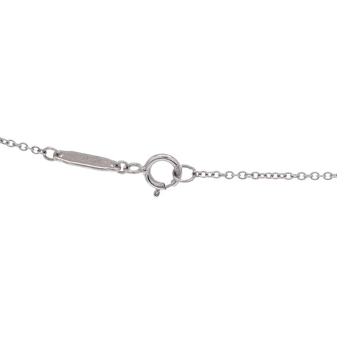 T Circle Pendant Necklace 18K White Gold with Diamonds and Center Baguette Diamond Small