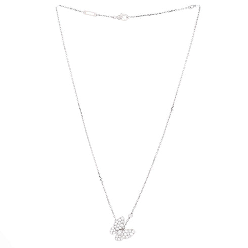 Two Butterfly Pendant Necklace 18K White Gold and Diamonds