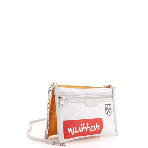 Double Flat Messenger Bag Limited Edition Logo Story Monogram Canvas and Denim