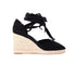 Women's Reformation Camille Lace Up Wedge in Black Suede