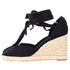 Women's Reformation Camille Lace Up Wedge in Black Suede