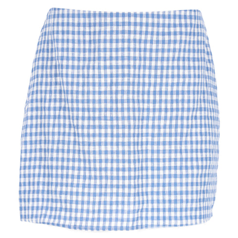 Women's Reformation Ethel Two Piece Top and Mini Skirt Set in Light Blue Linen
